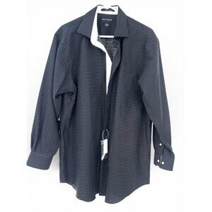 NWT Mens M 16.6X33 signature non-iron dress shirt polka dots Button Down Up